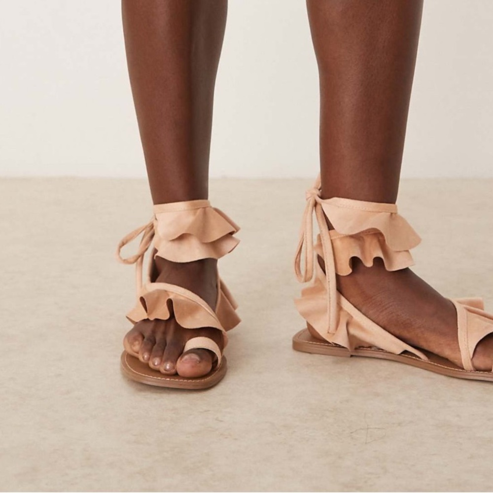 ASOS Tan Ruffle Sandals - Picture 2 of 3